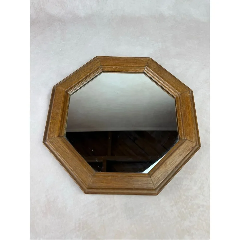 Vintage Wooden Octagon Mirror Cottagecore READ